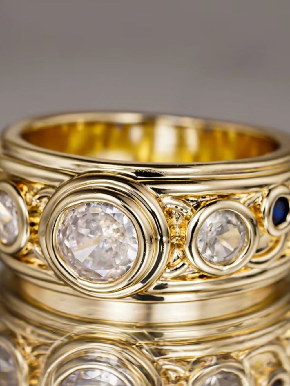 NEW 14k Yellow Gold Diamond Ring Gold Eternity Diamond Ring - Picture 5 of 6